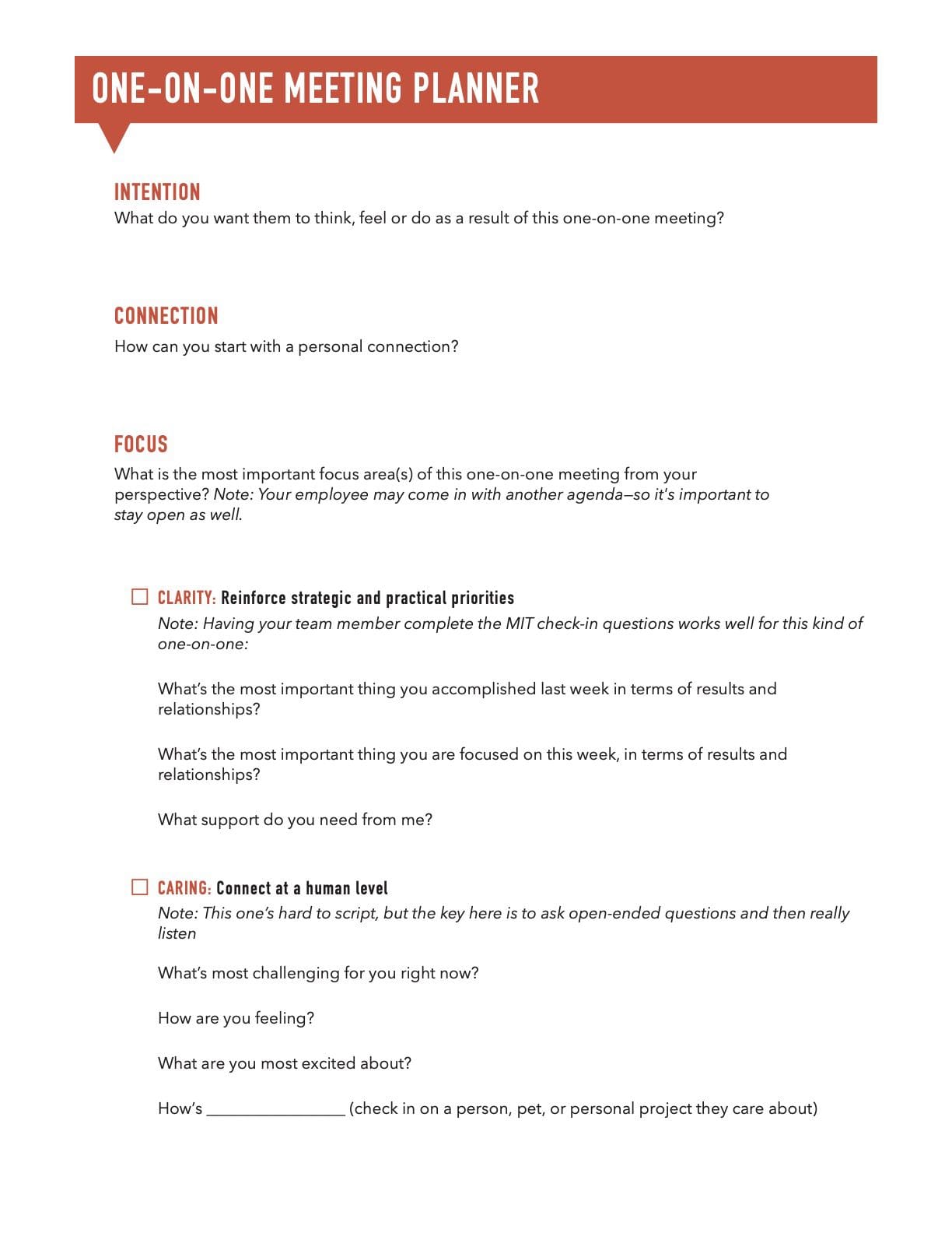 Printable One On One Meeting Template Excel