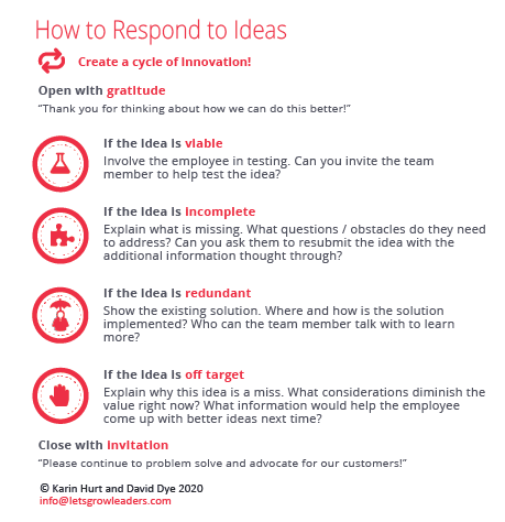 can't use an idea - how to respond